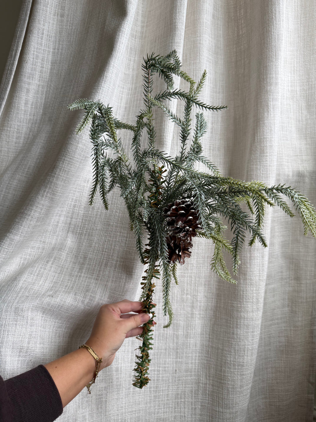 Artificial Snow-Frosted Pine Stem