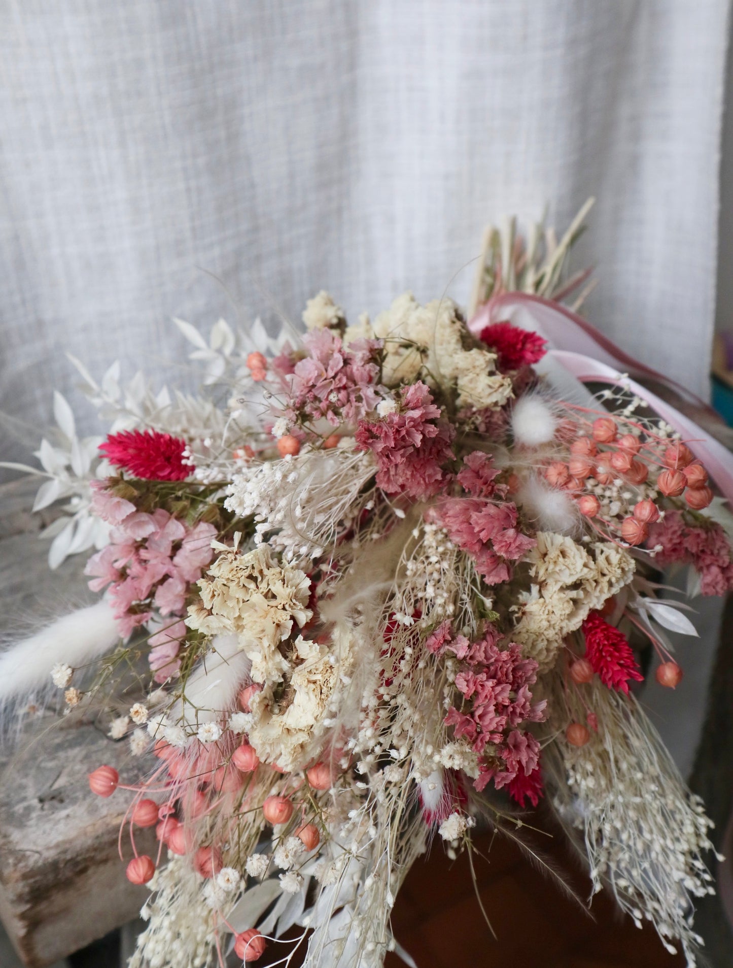 Sofia | Pink, Peach & White Dried Flower Bouquet