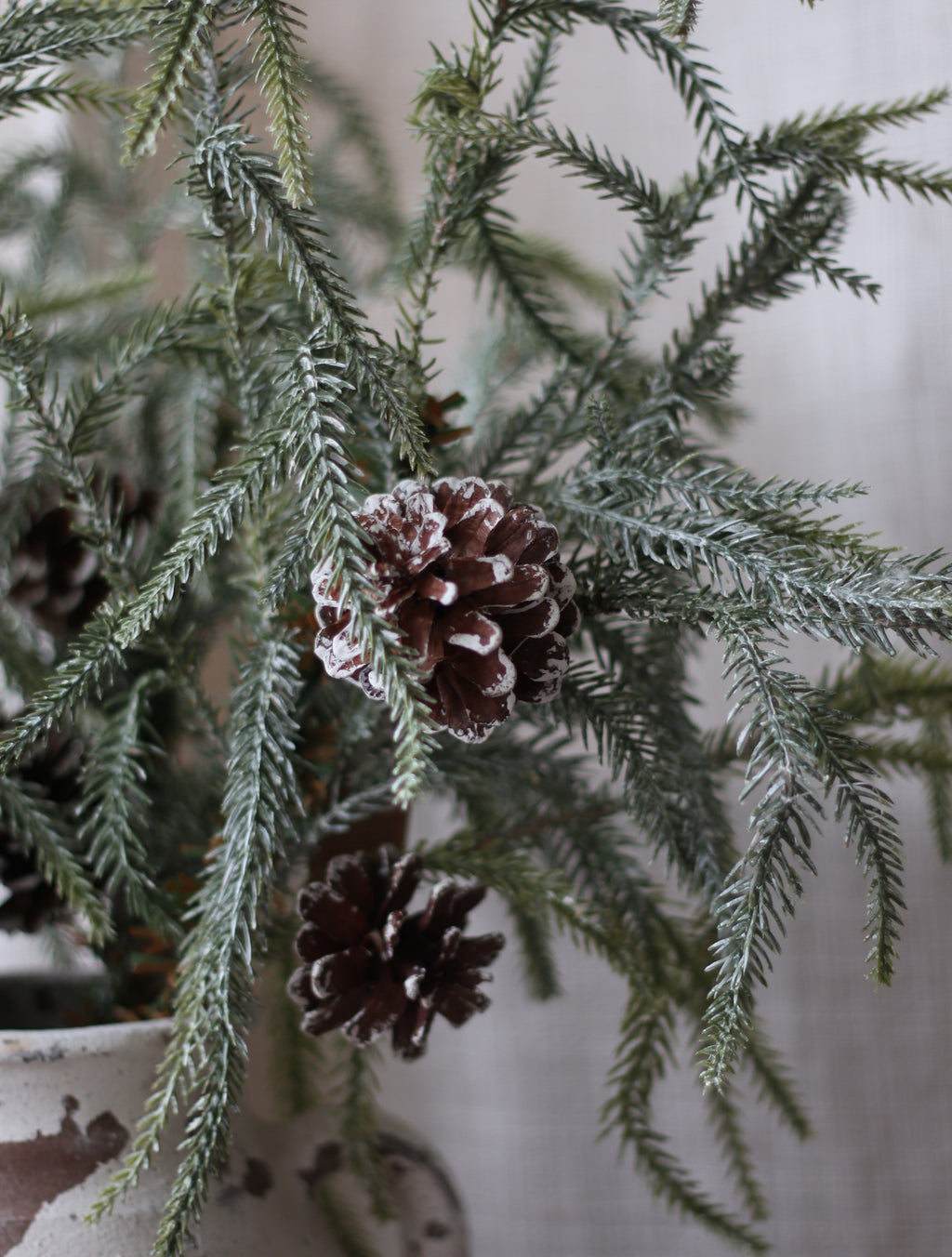 Artificial Snow-Frosted Pine Stem