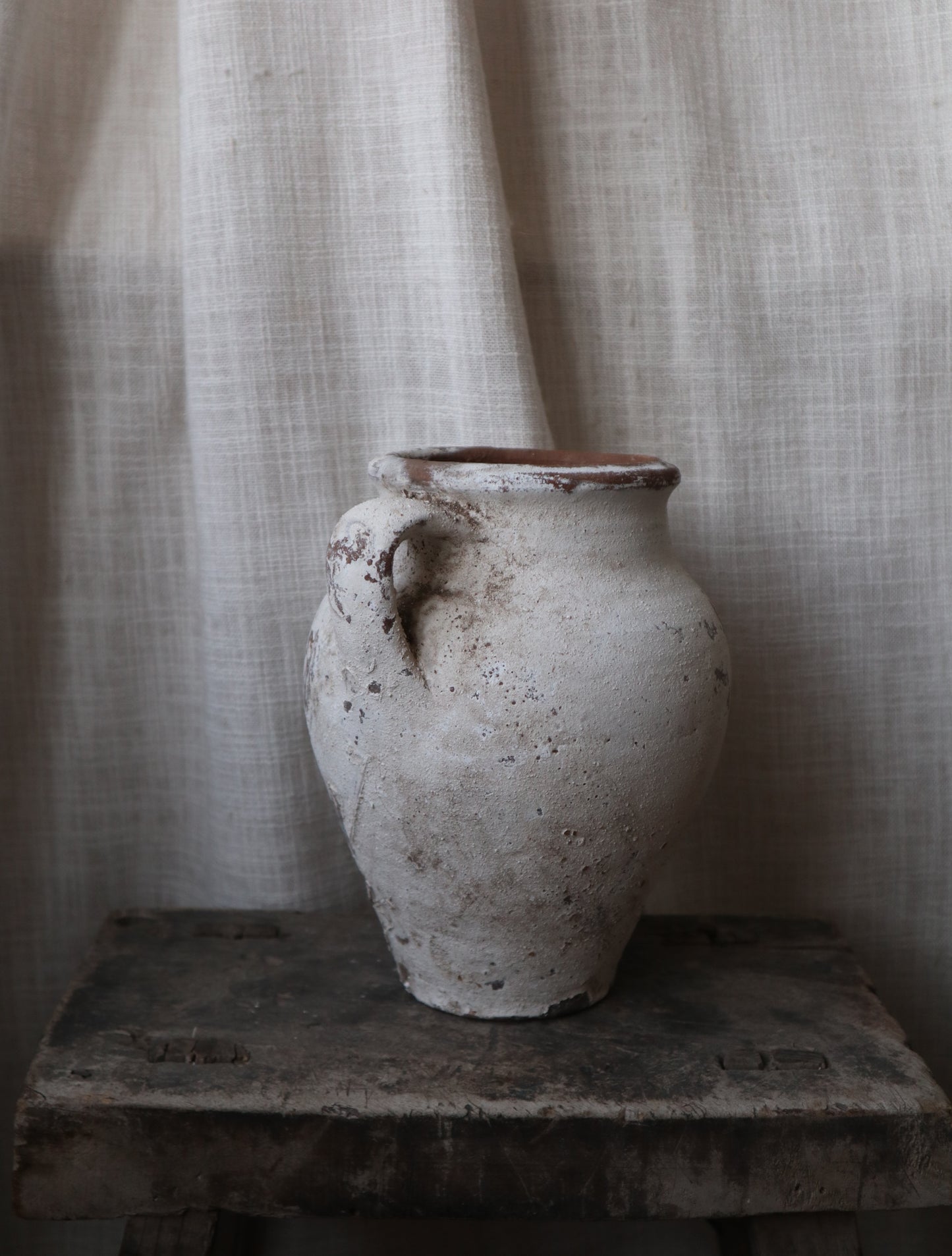 Antique White Rustic Vase