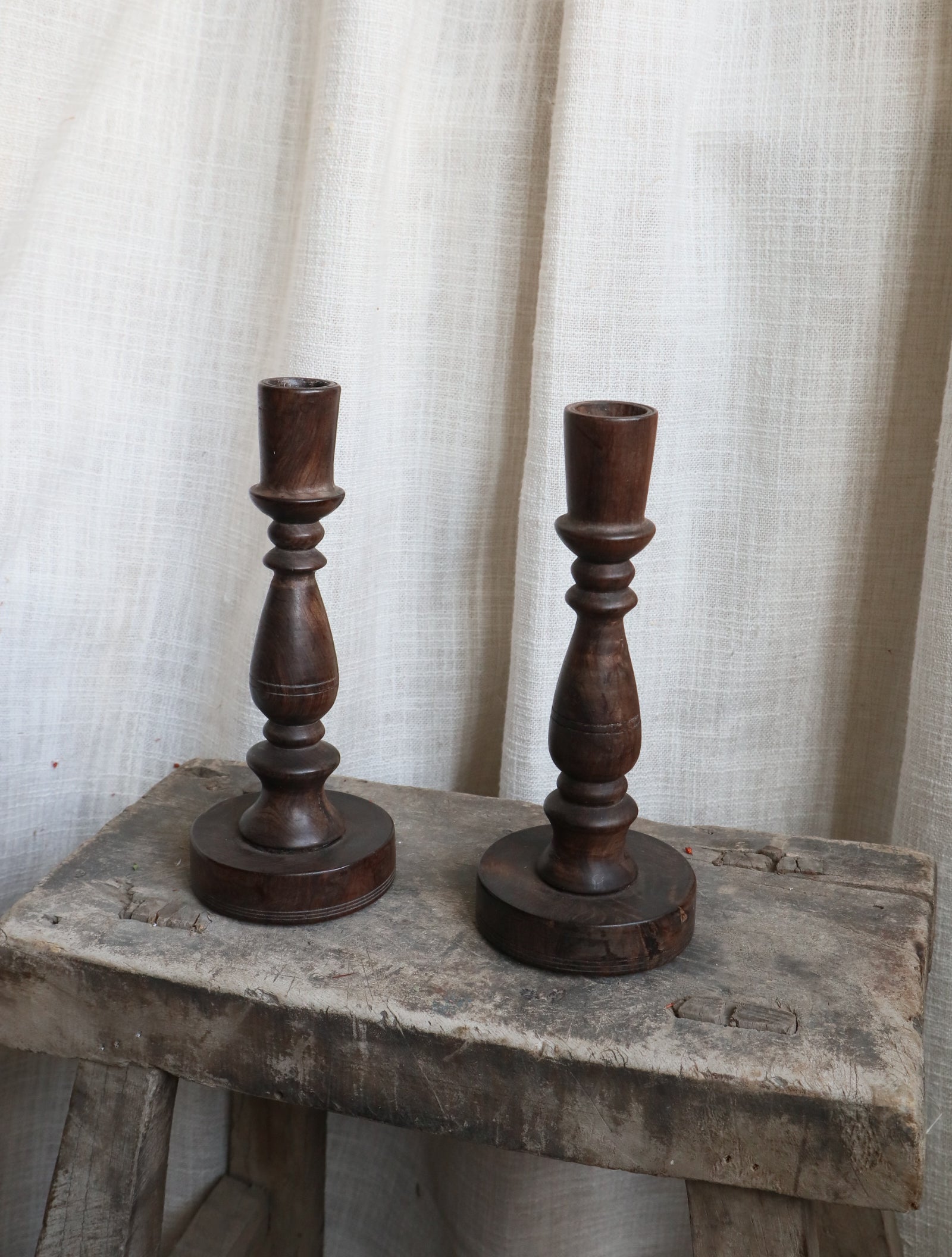 Antique Wooden Candlestick