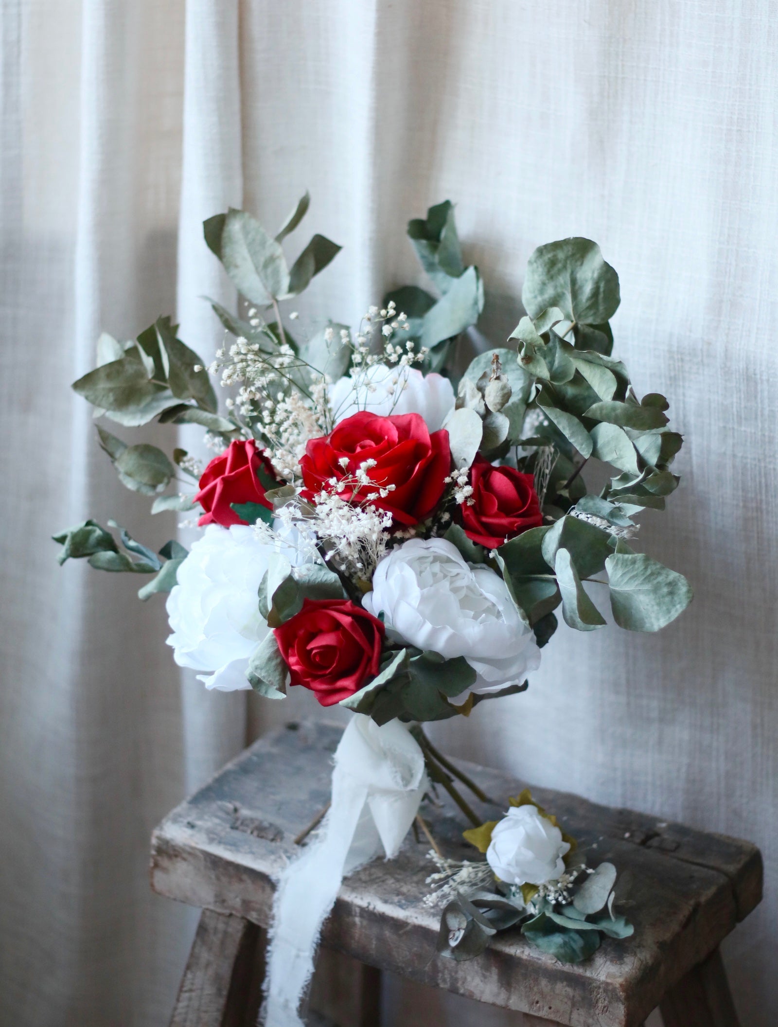 Scarlett White, Red & Green Bridal Bouquet