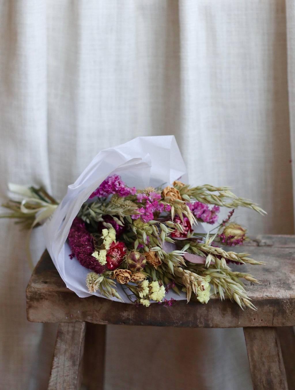 Mauve Burgundy Autumn Dried Flower Bouquet