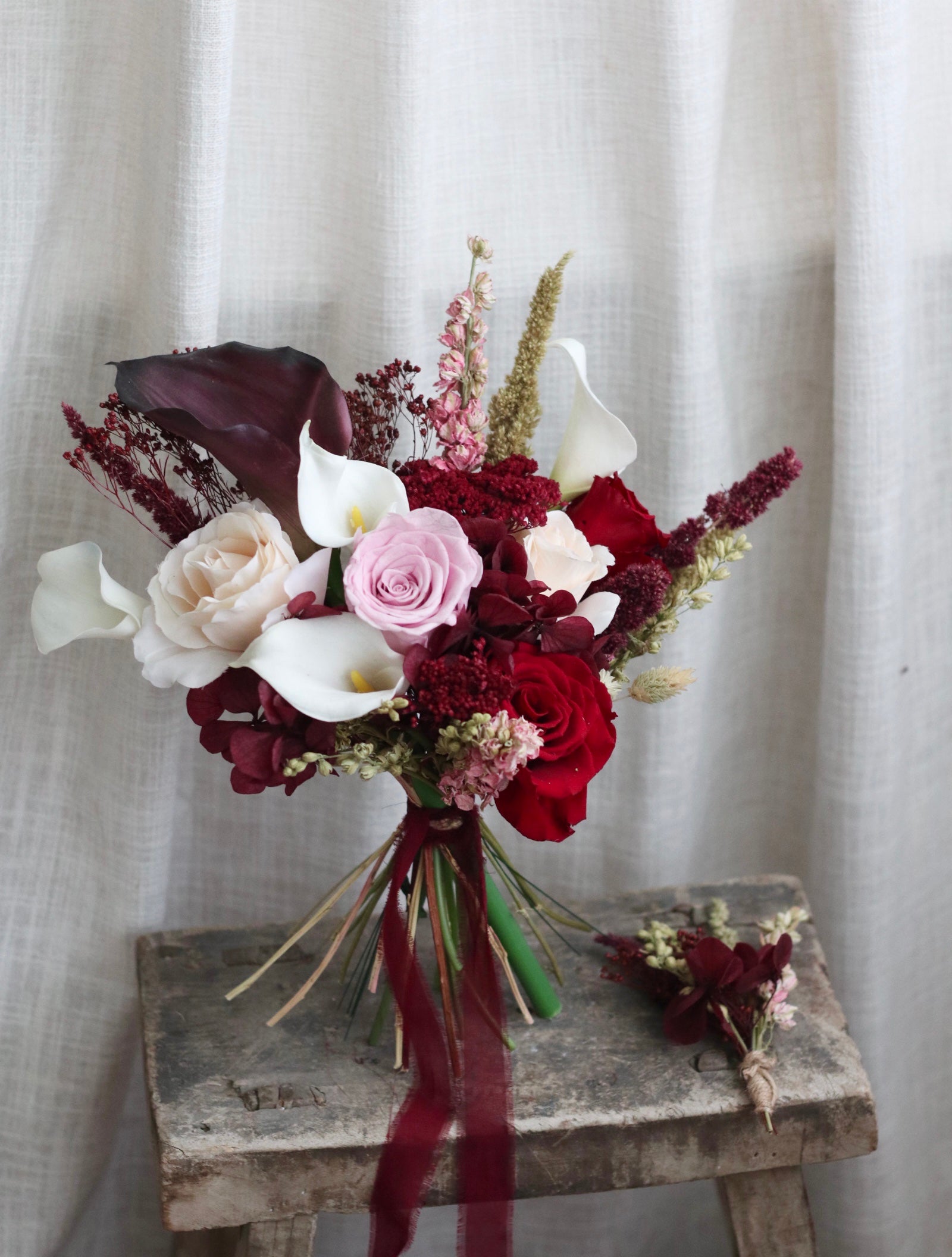 Raven Burgundy Artificial & Preserved Rose bouquet