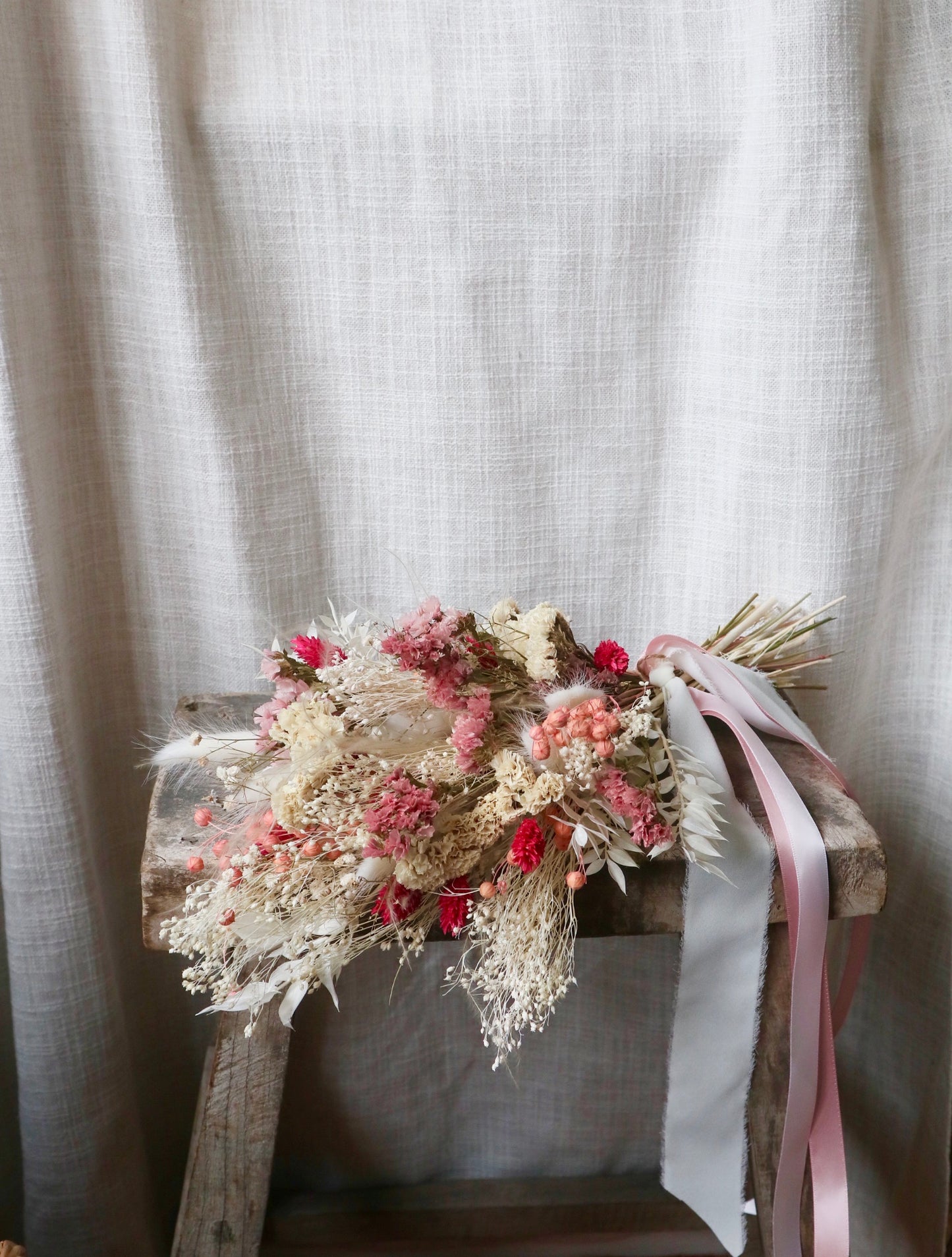 Sofia | Pink, Peach & White Dried Flower Bouquet