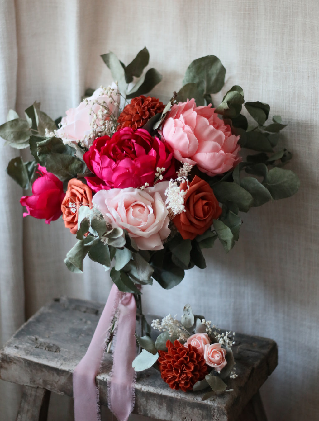 Cora Bright Pink & Orange Bridal Bouquet