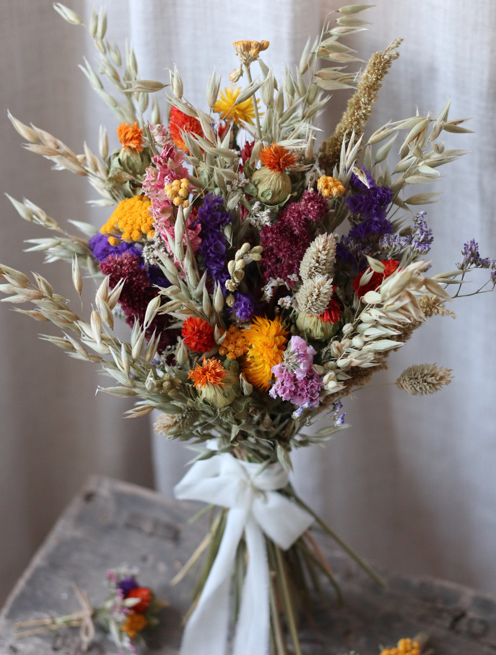 Dahlia Colourful Dried Bridal Bouquet