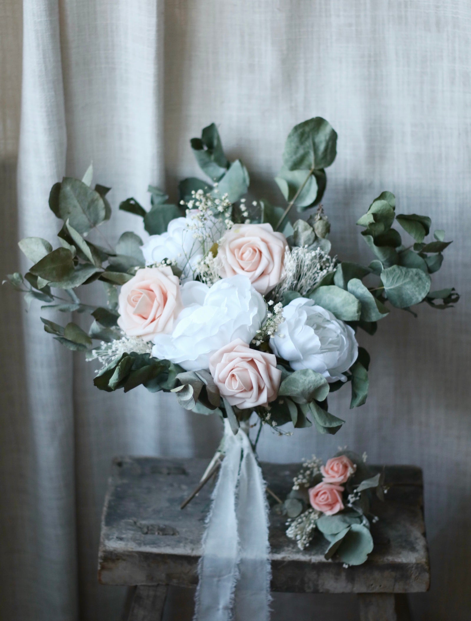 Julia Pink Rose & White Peony Bouquet