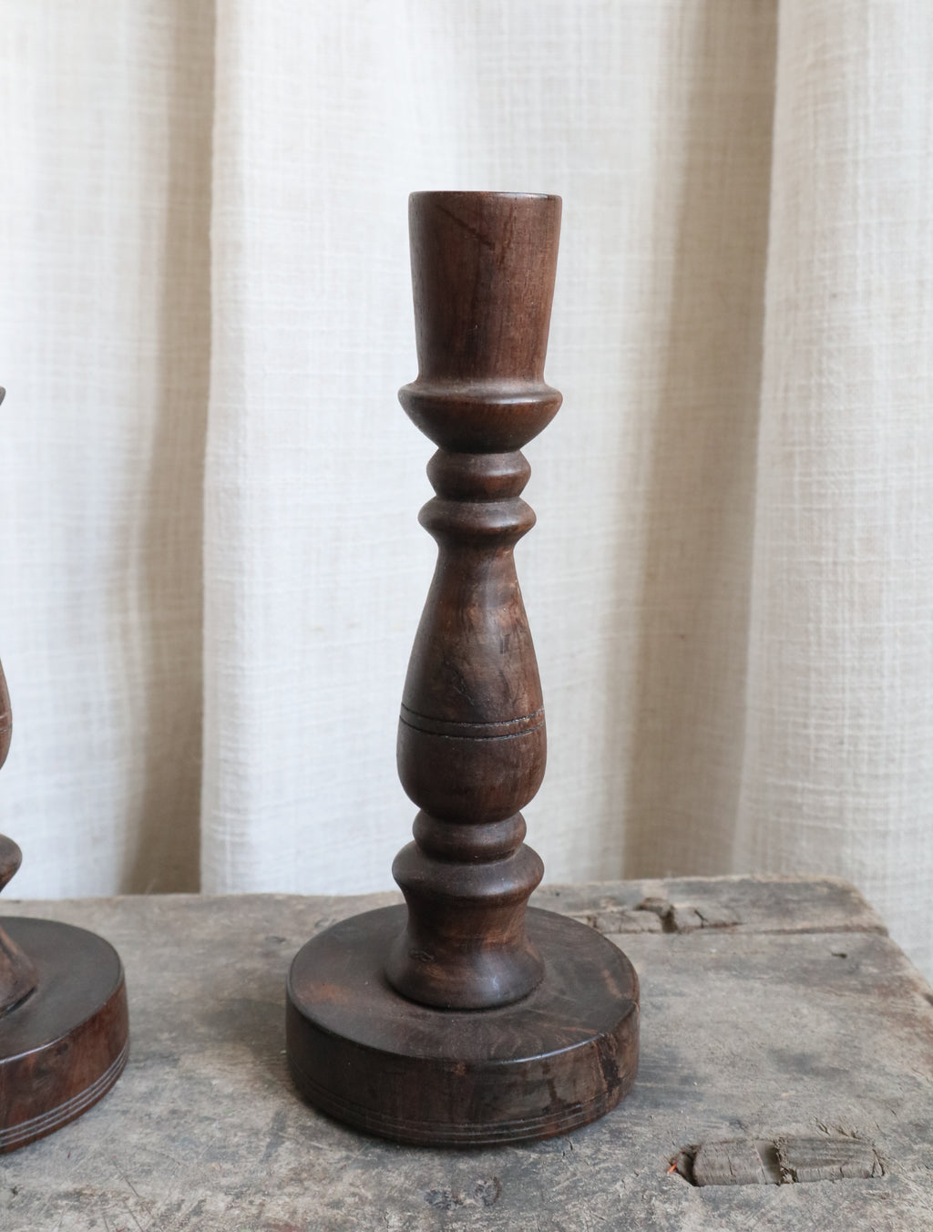Antique Wooden Candlestick