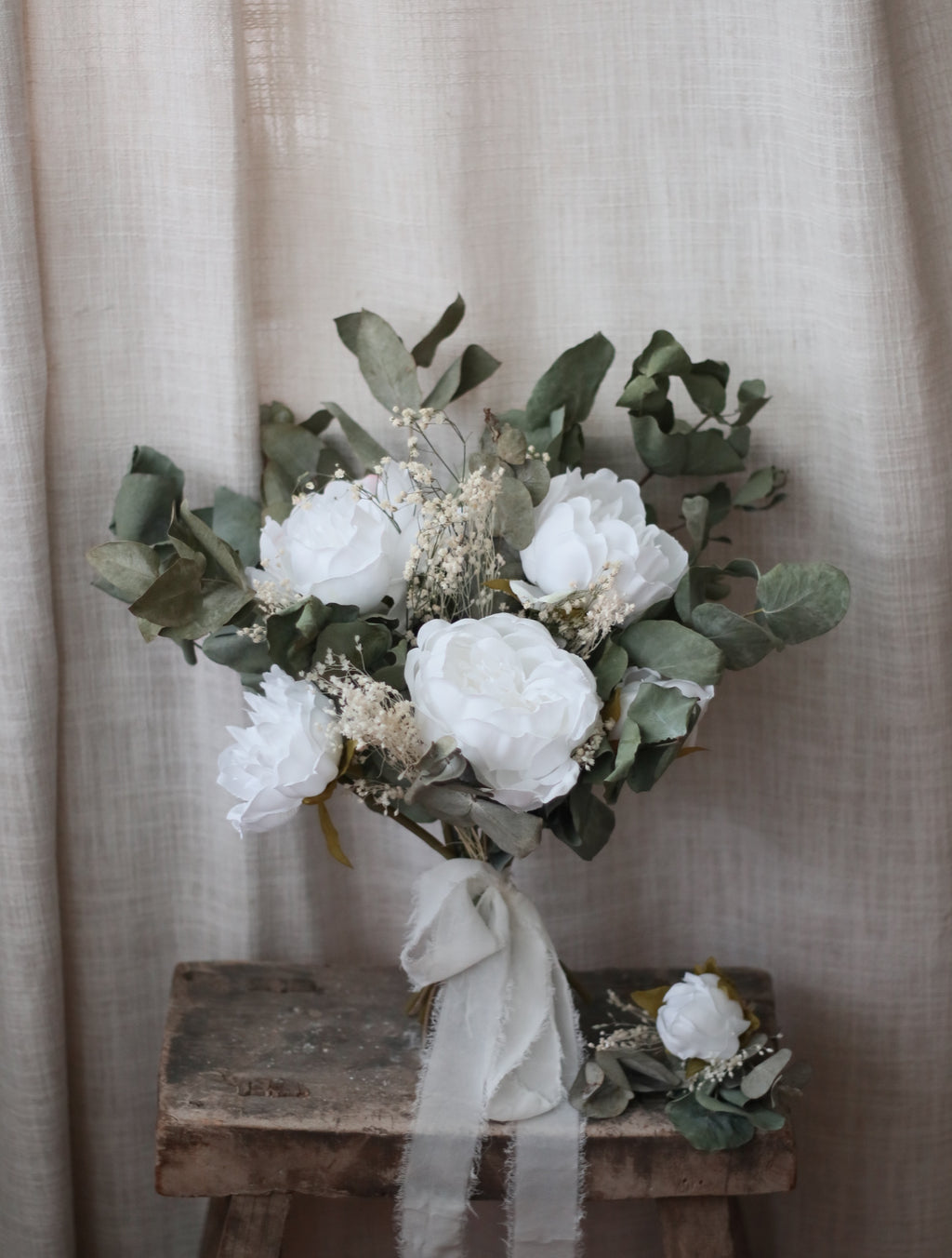 Juliet White Peony & Green Bridal Bouquet