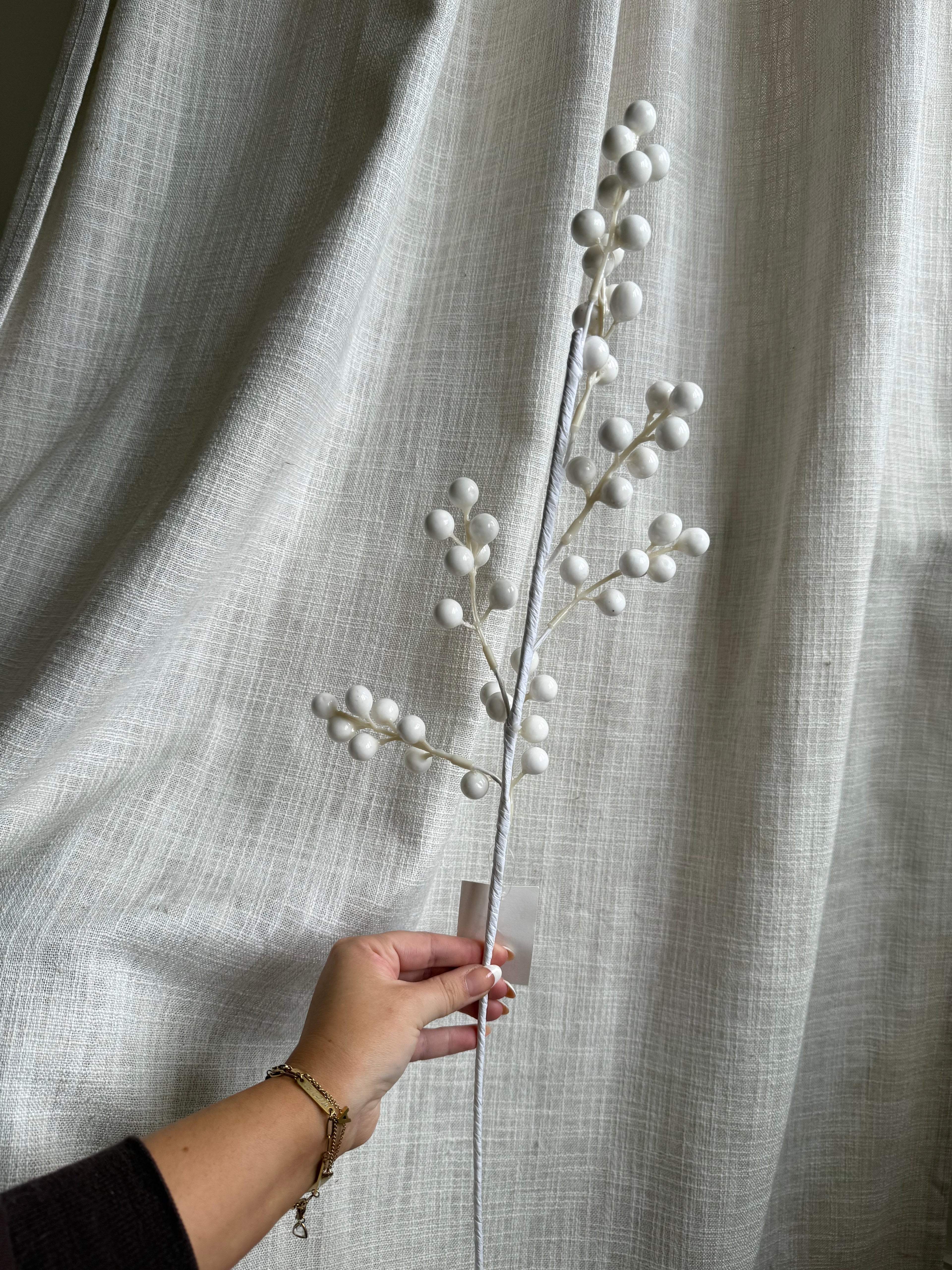Artificial White Berry Stem