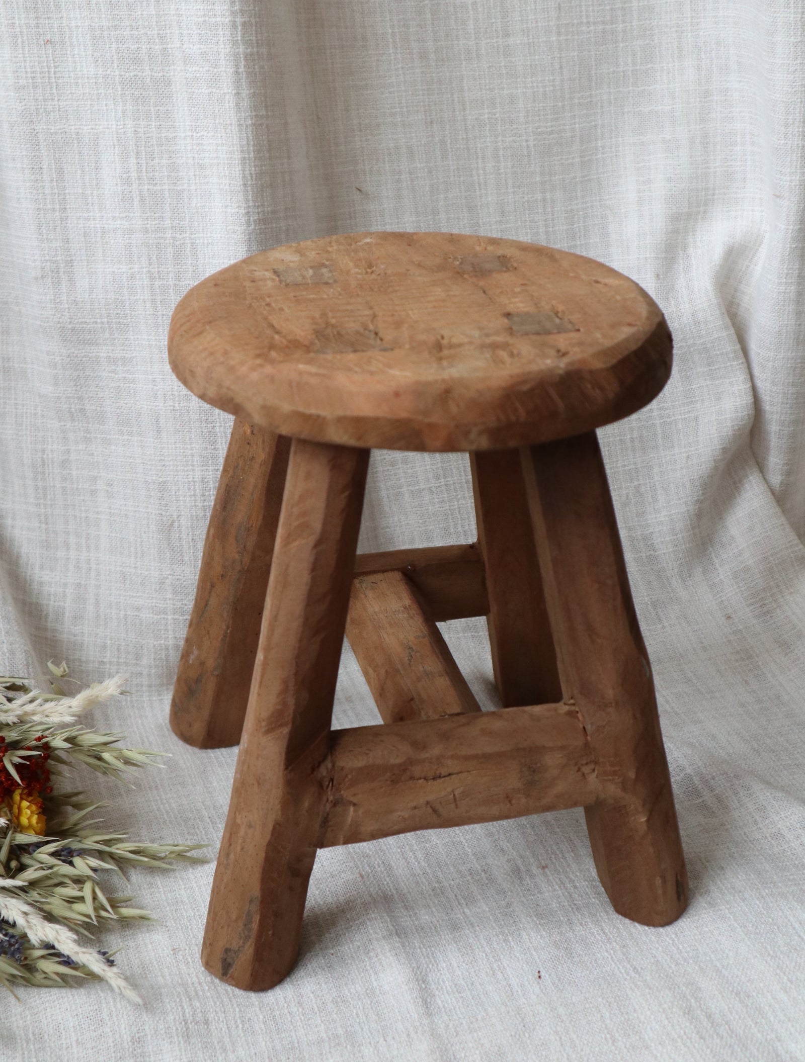 Round Antique Small Stool