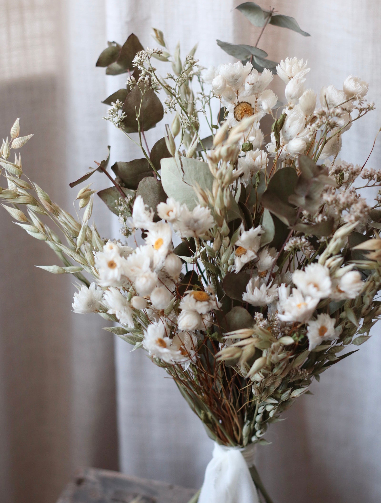 Ottilie White Dried Flower Bridal Bouquet