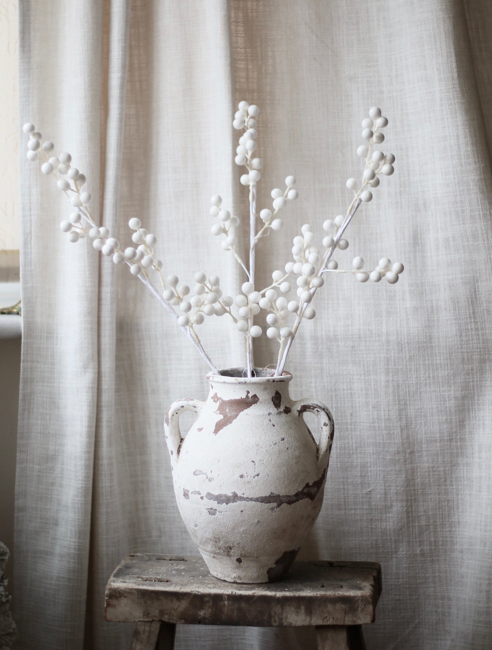 Artificial White Berry Stem