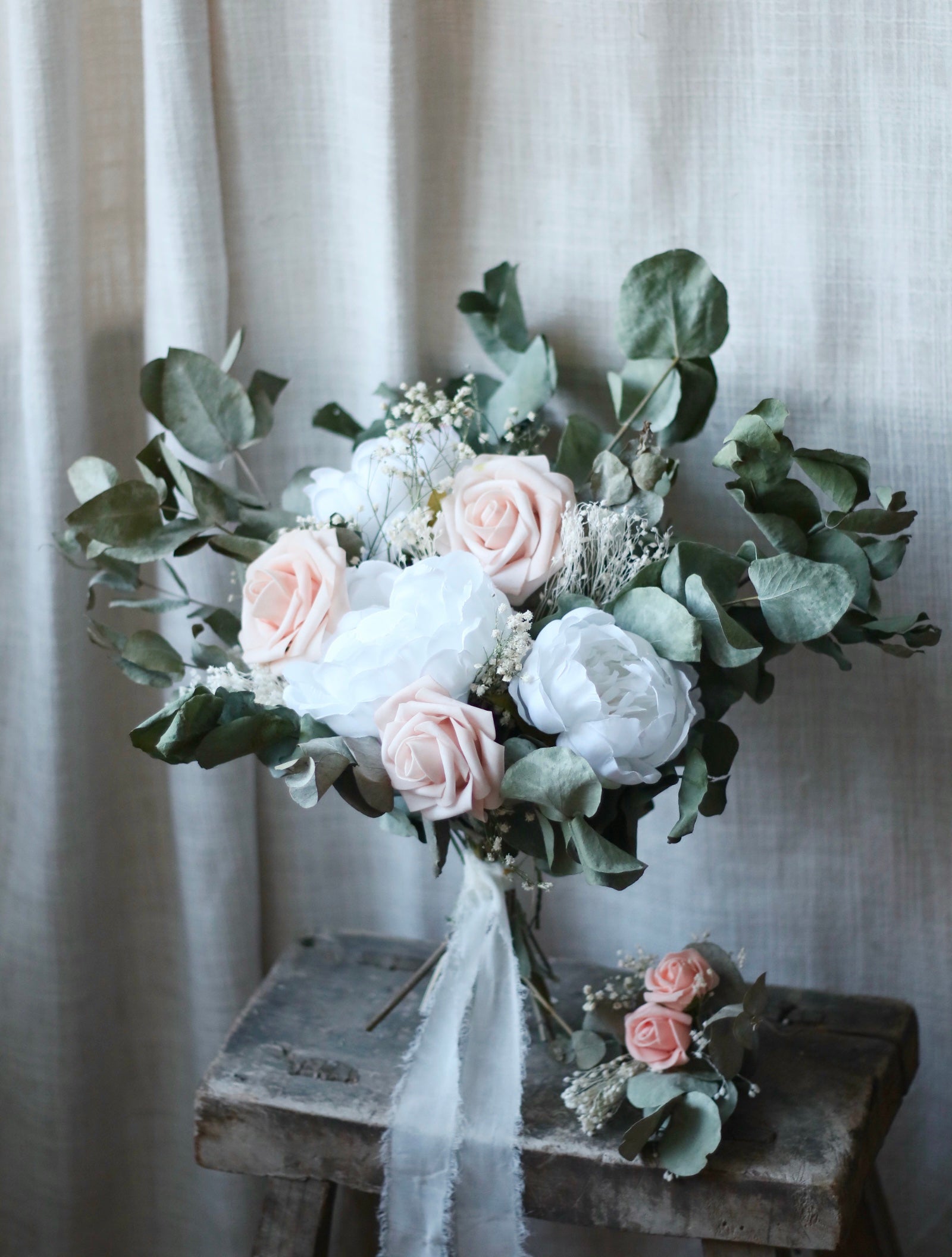 Julia Pink Rose & White Peony Bouquet