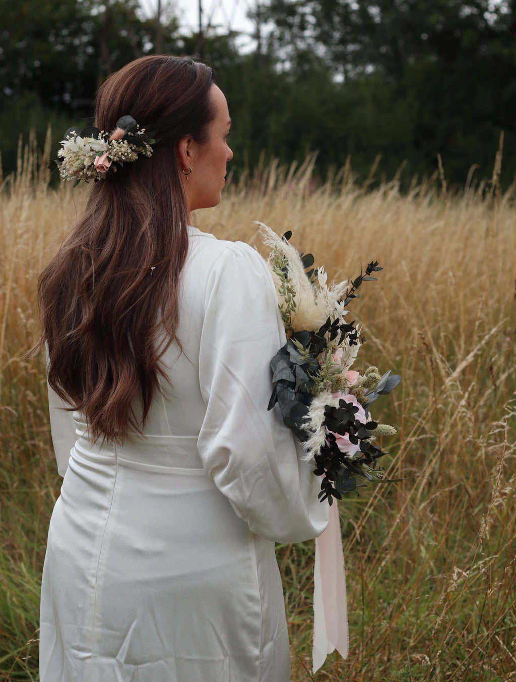 Chloe | Pink, Green & White Dried Flower Bouquet