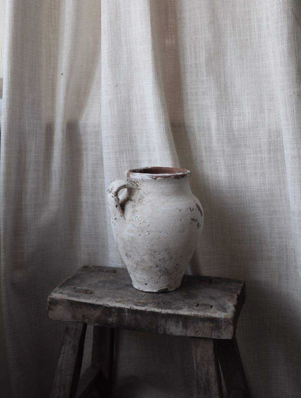 Antique White Rustic Vase