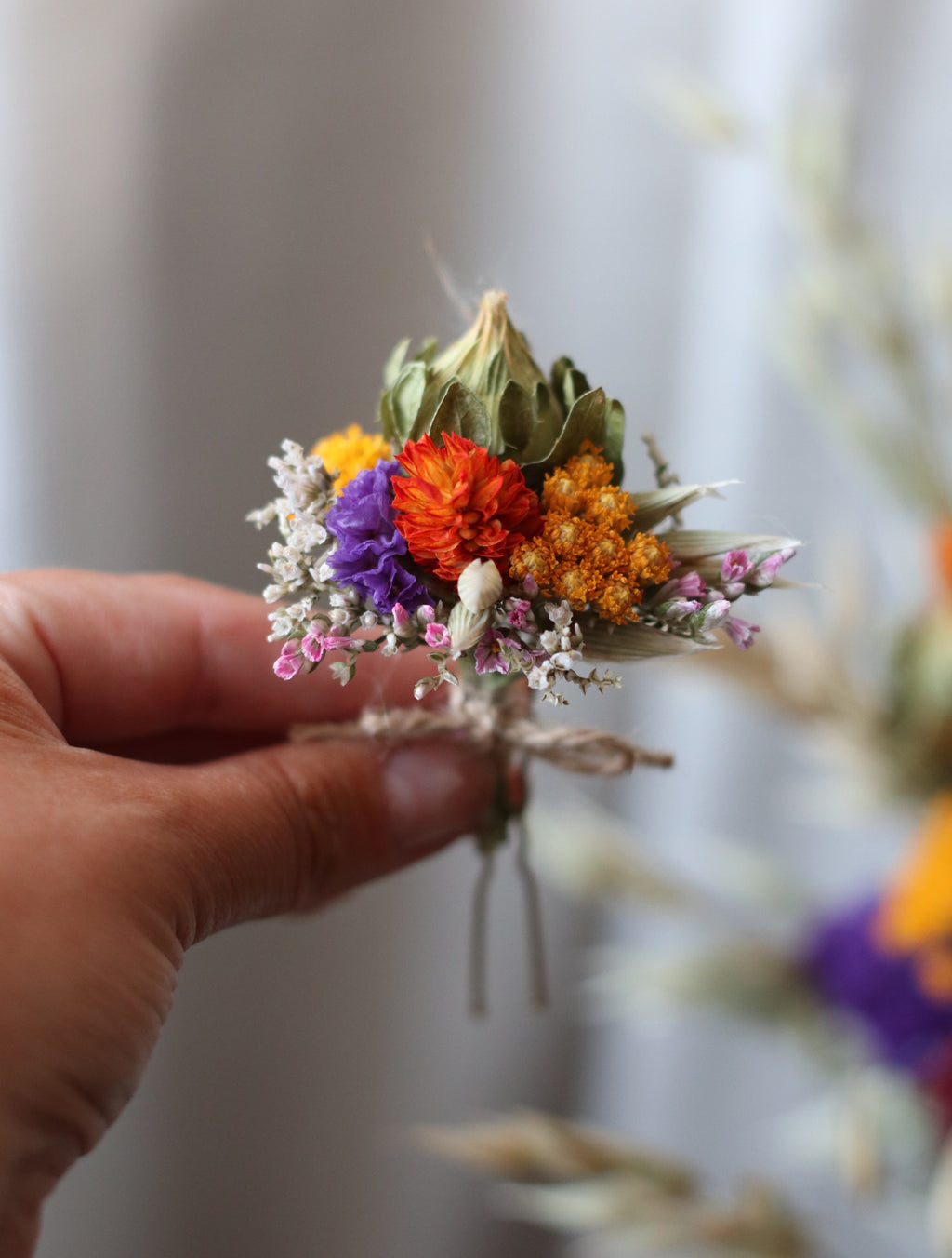 Dahlia Colourful Dried Bridal Bouquet