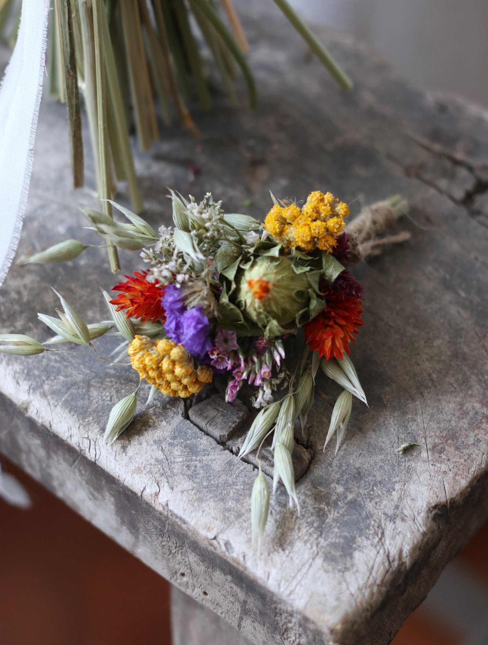 Dahlia Colourful Dried Bridal Bouquet