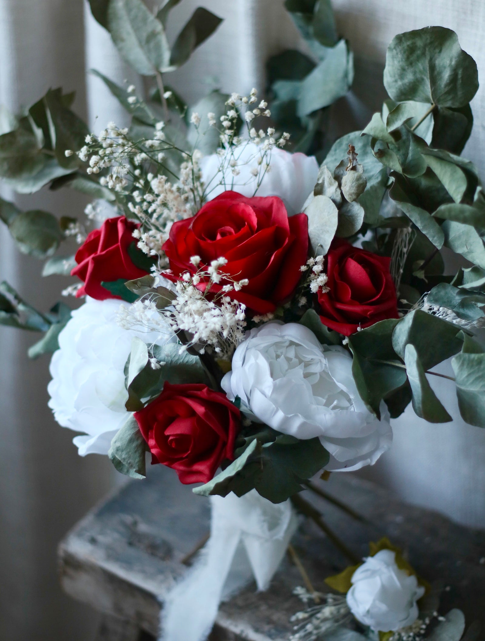 Scarlett White, Red & Green Bridal Bouquet
