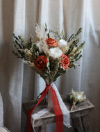 Remi Orange Rose, Eucalyptus & Pampas Wedding Bouquet