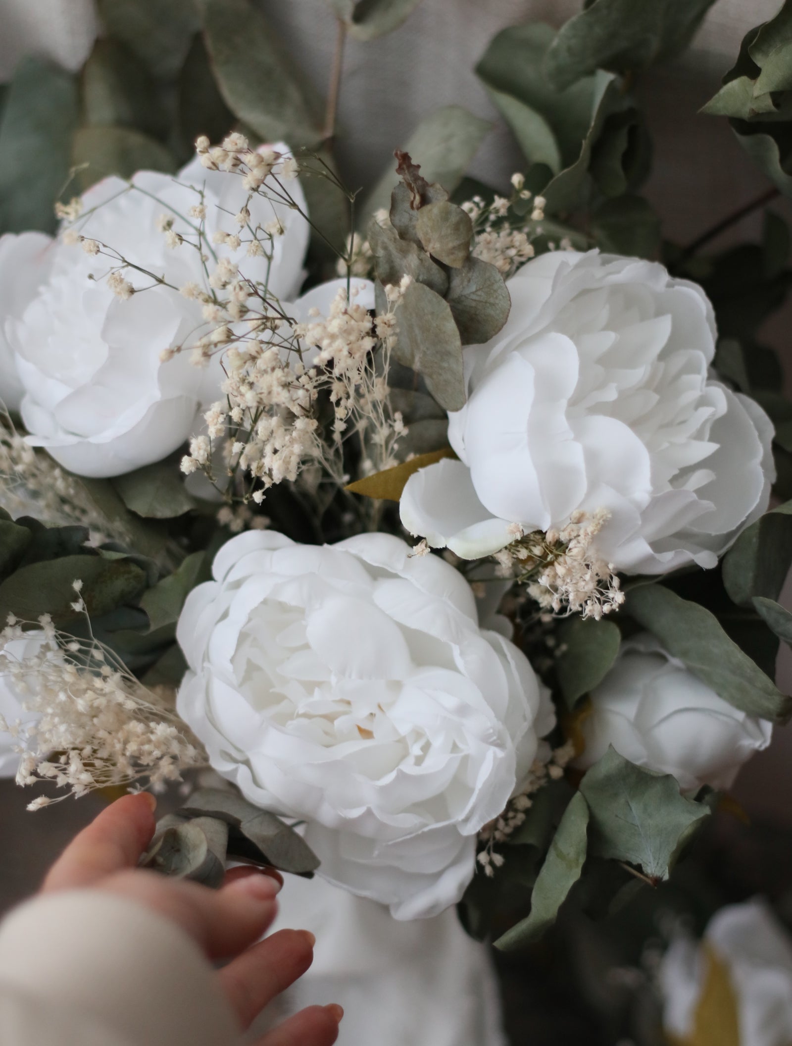 Juliet White Peony & Green Bridal Bouquet