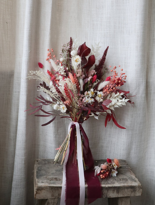 Magenta | Pink, Peach & Burgundy Dried Flower Bouquet