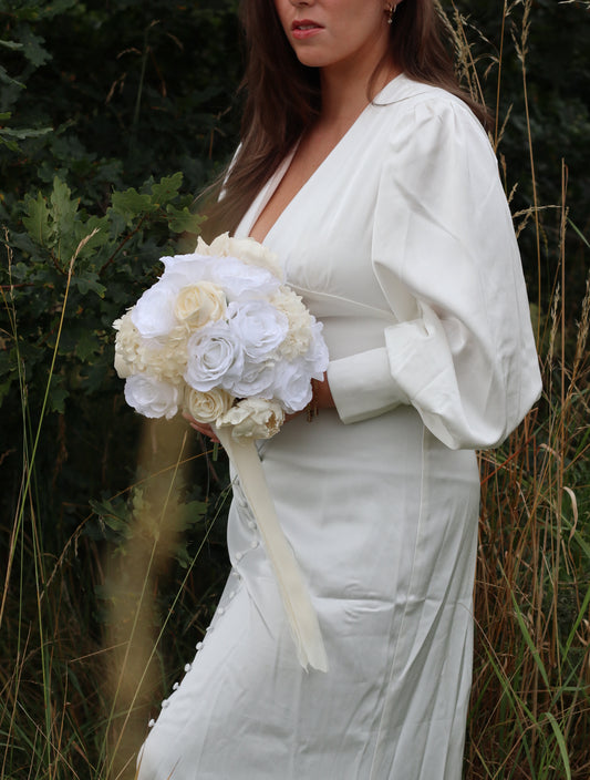 Ffion | White Rose & Hydrangea Bridal Bouquet