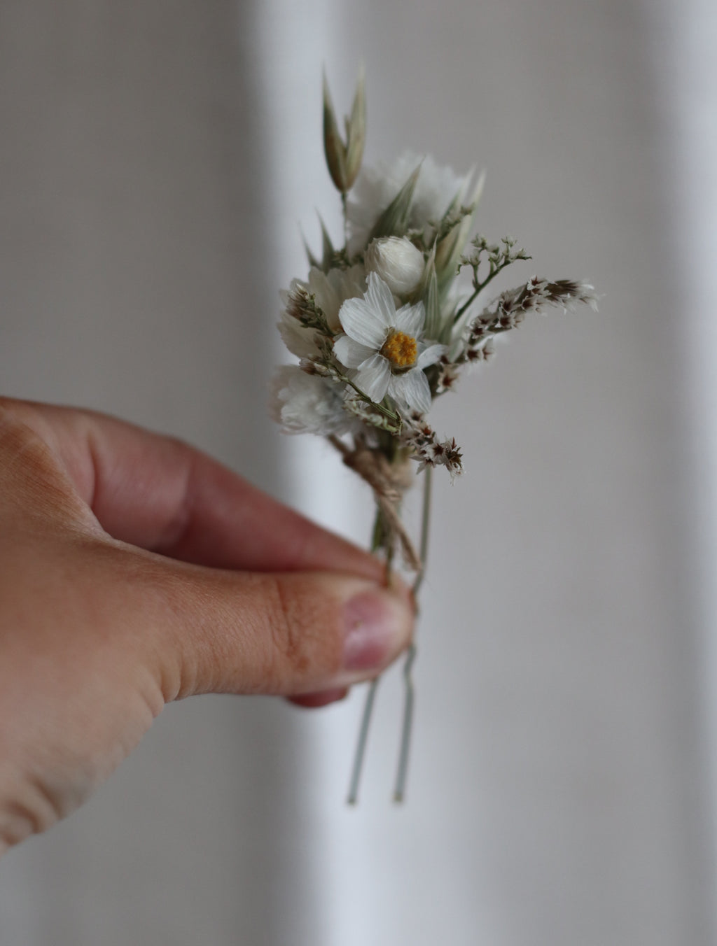 Ottilie White Dried Flower Bridal Bouquet
