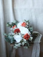 Maya Burnt Orange, White & Green Bridal Bouquet