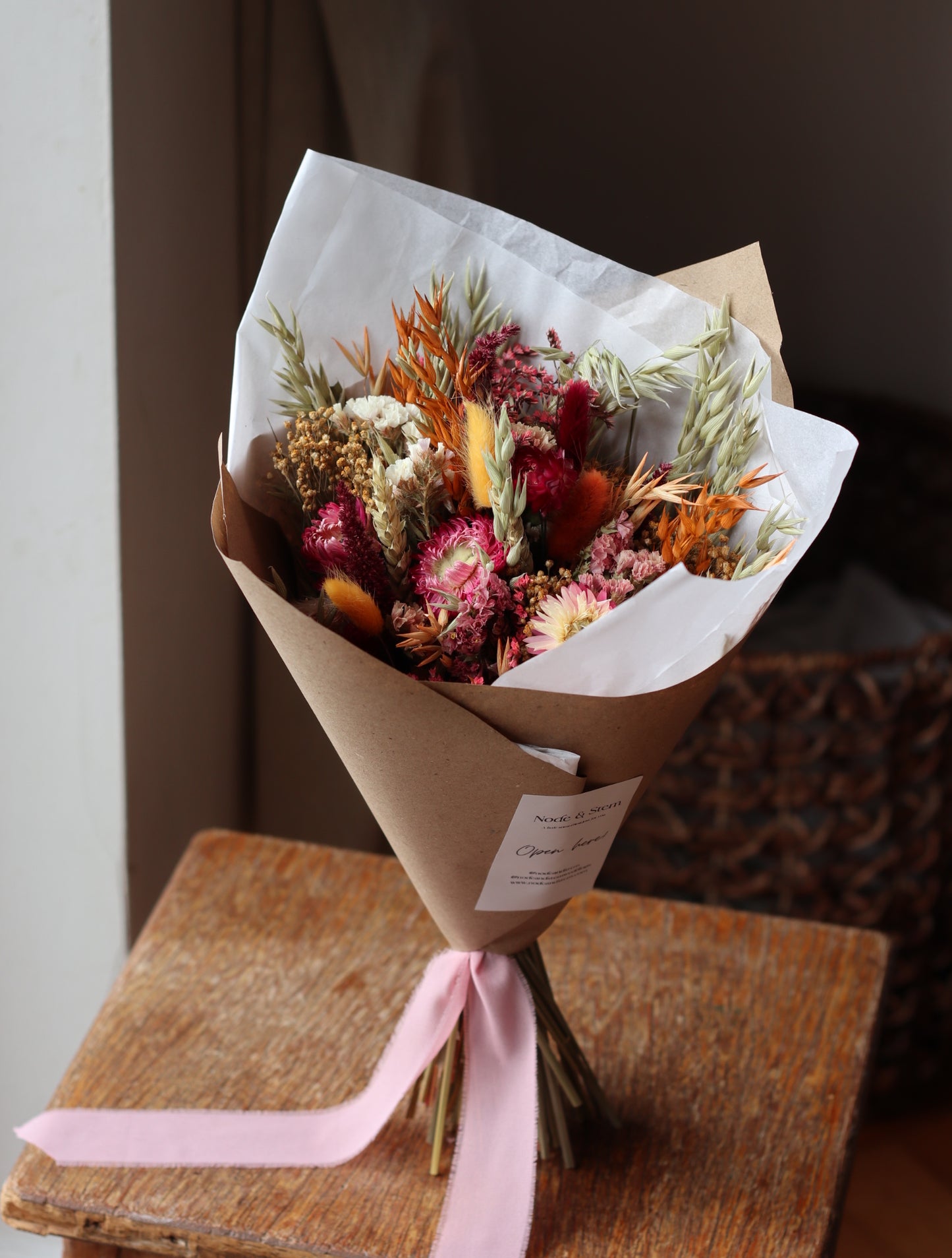 Enid Rustic Dried Flower Wedding Bouquet