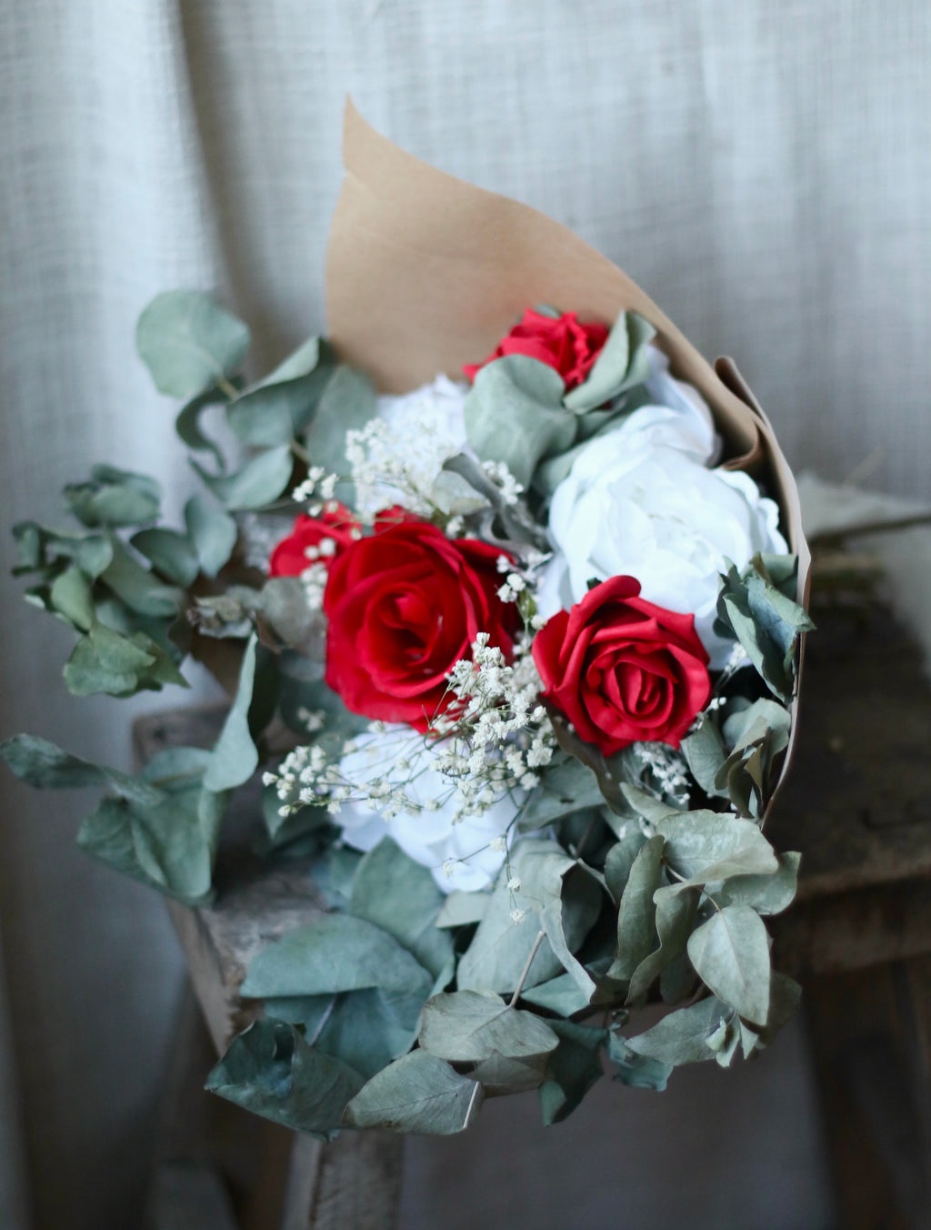 Scarlett White, Red & Green Bridal Bouquet
