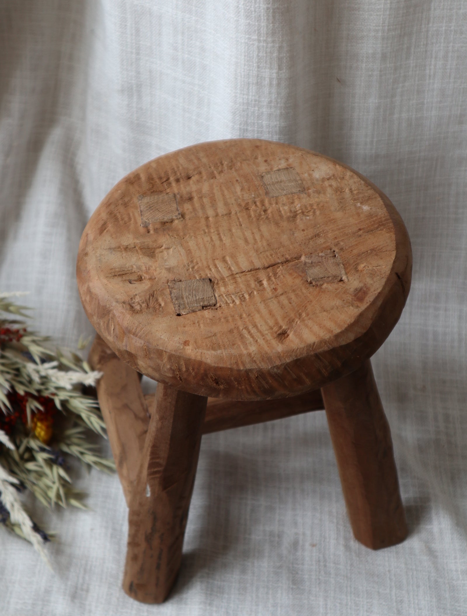 Round Antique Small Stool