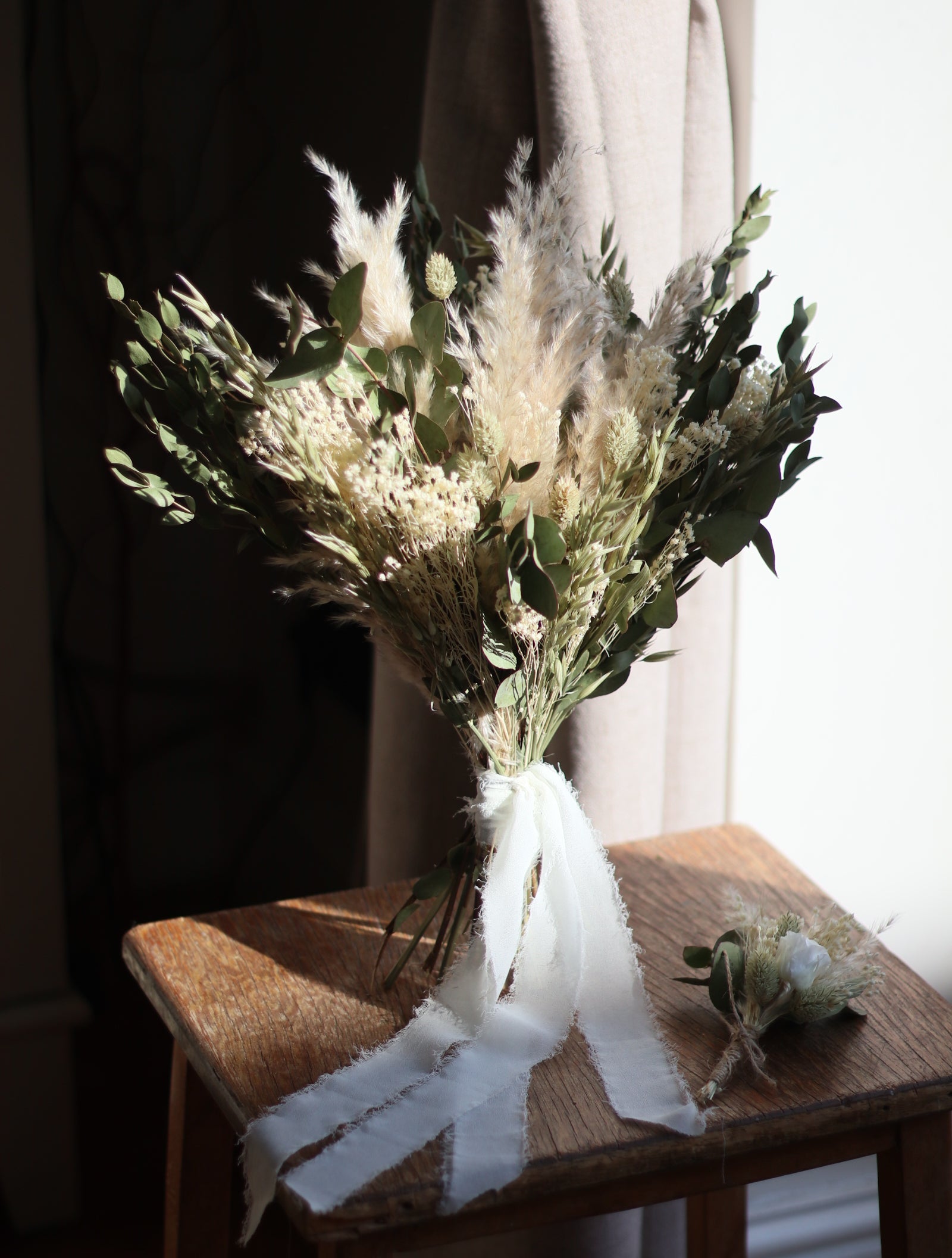 Edie Eucalyptus & Pampas Wedding Bouquet