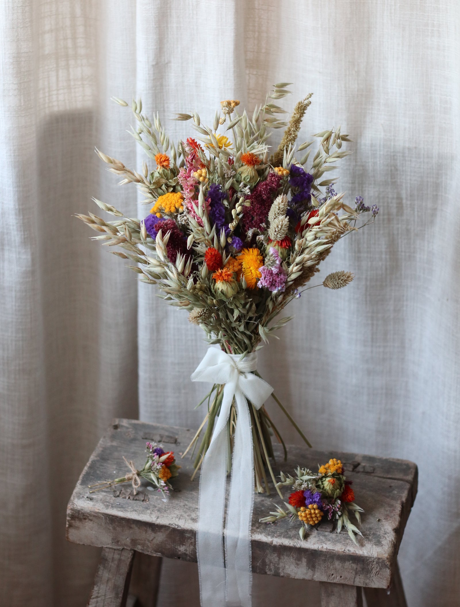Dahlia Colourful Dried Bridal Bouquet