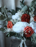 Maya Burnt Orange, White & Green Bridal Bouquet