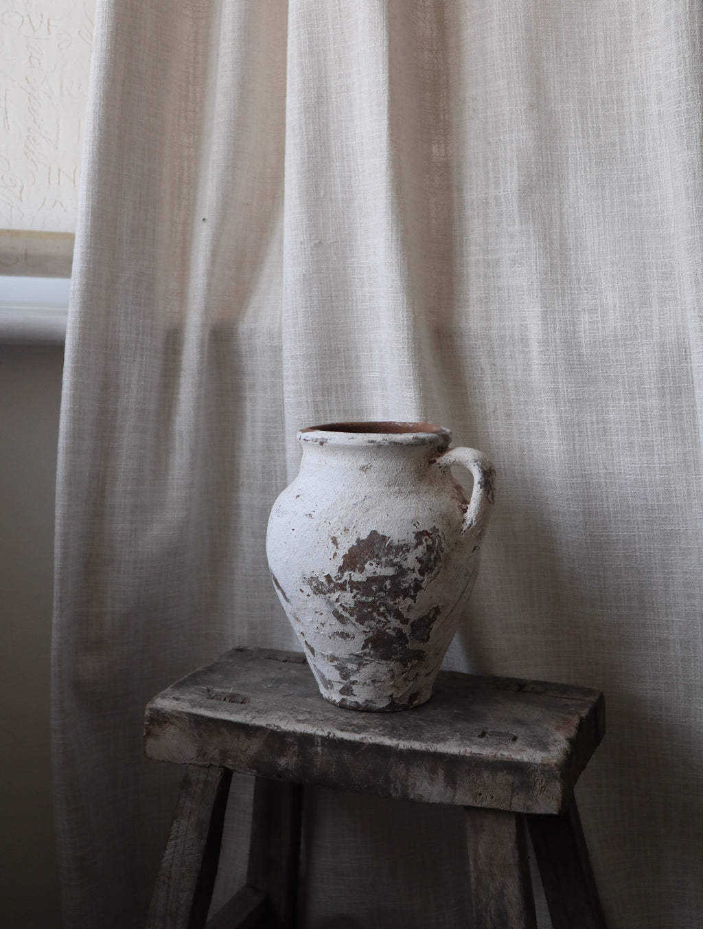 Antique White Rustic Vase