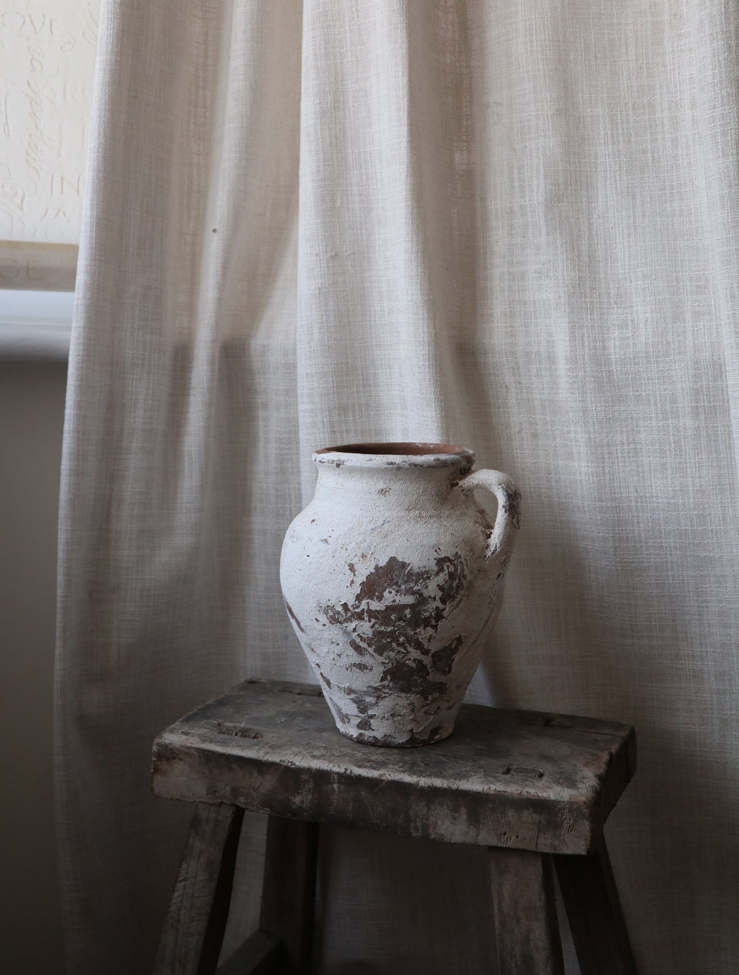Antique White Rustic Vase