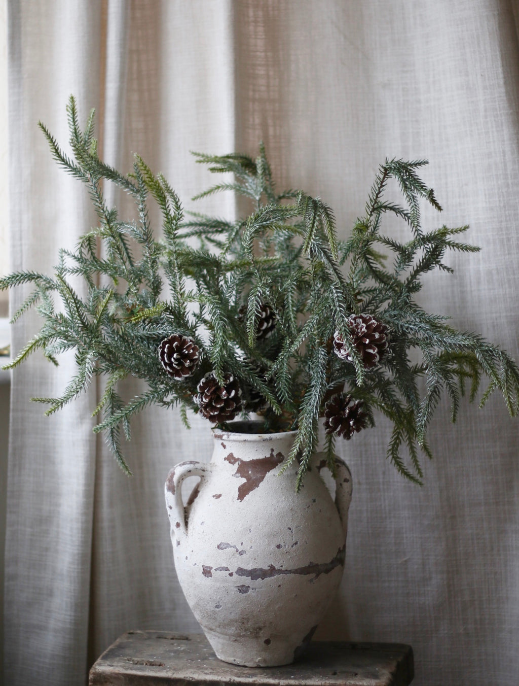 Artificial Snow-Frosted Pine Stem