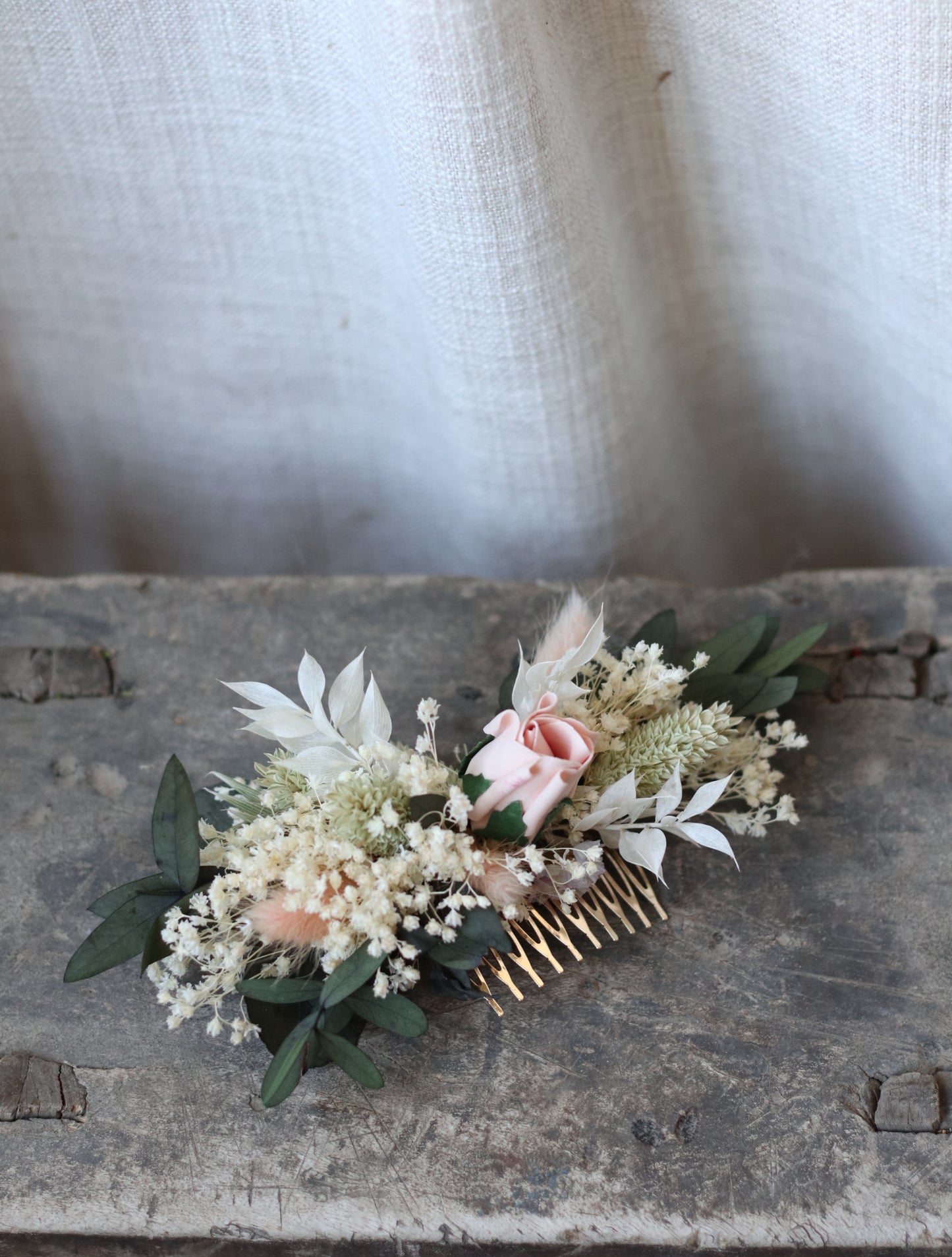 Chloe | Pink, Green & White Dried Flower Bouquet