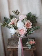 Thea Pink Rose, Dahlia & White Peony Bouquet