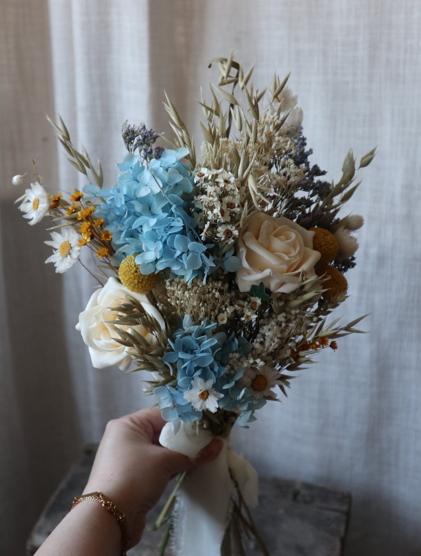 Lottie Blue, White & Yellow Bridal Bouquet