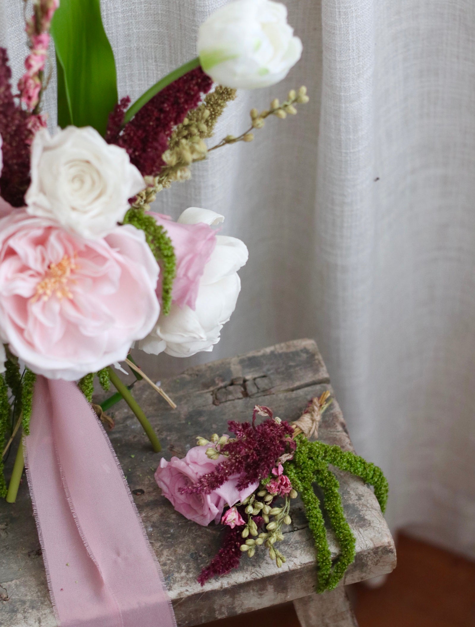 Gia blush Artificial & Preserved Rose Wedding Bouquet