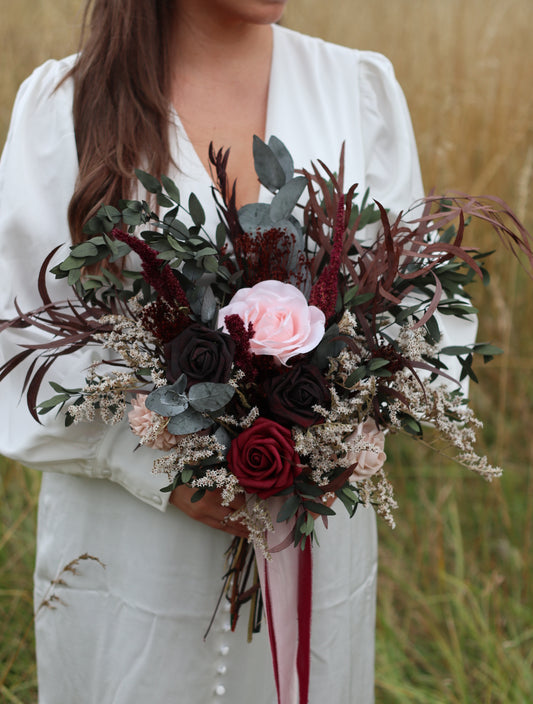 Ruby | Dark Burgundy, Green & Blush Wedding Bouquet