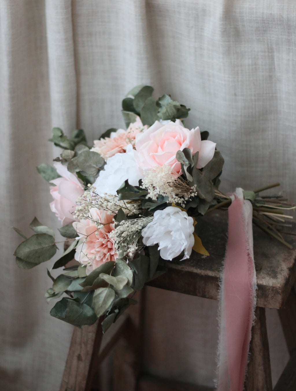 Thea Pink Rose, Dahlia & White Peony Bouquet