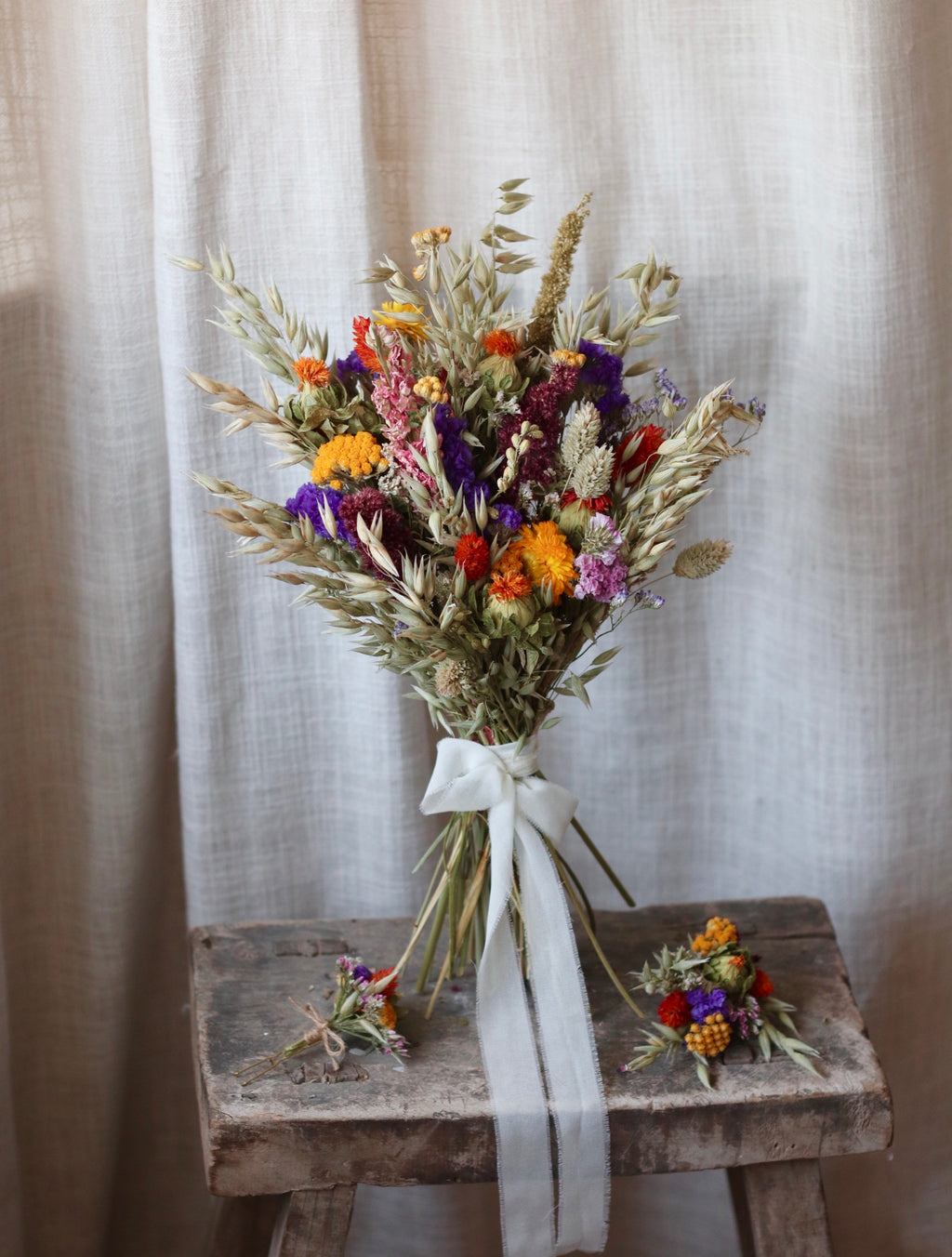 Dahlia Colourful Dried Bridal Bouquet