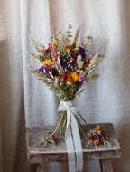 Dahlia Colourful Dried Bridal Bouquet