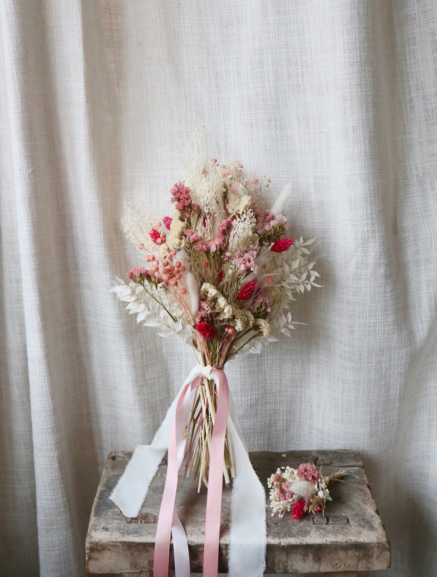 Sofia | Pink, Peach & White Dried Flower Bouquet