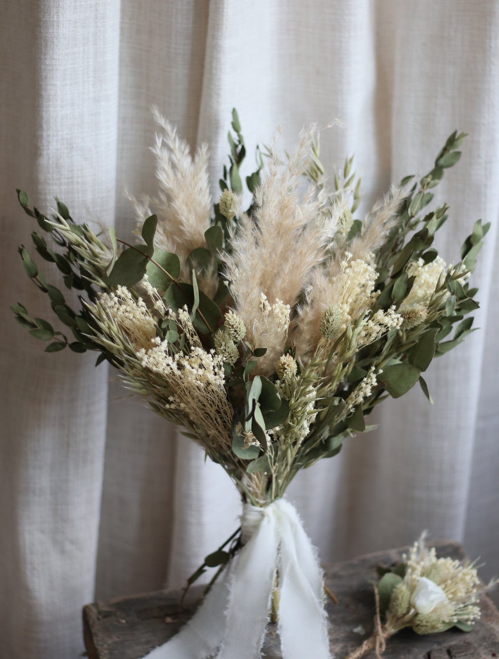 Edie Eucalyptus & Pampas Wedding Bouquet