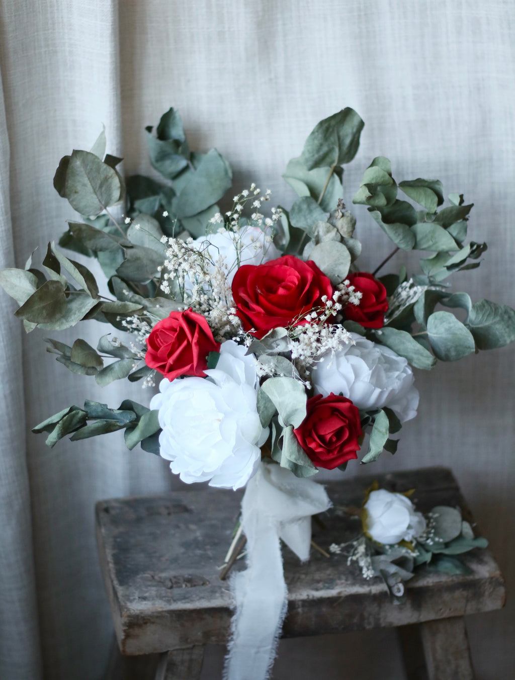 Scarlett White, Red & Green Bridal Bouquet
